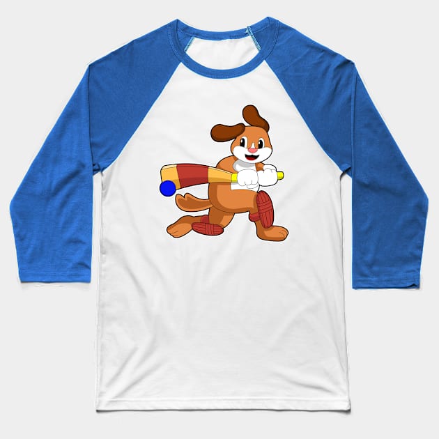 Dog at Cricket with Cricket bat Baseball T-Shirt by Markus Schnabel